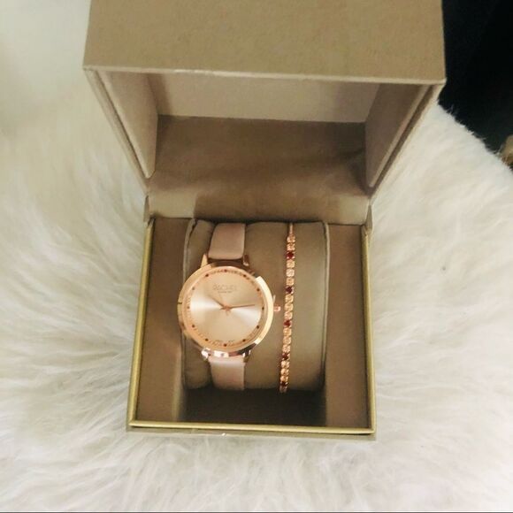 RACHEL Rachel Roy Pave Crystal Watch & Bracelet Set, Red/Rose Gold, NWT - Picture 10 of 16